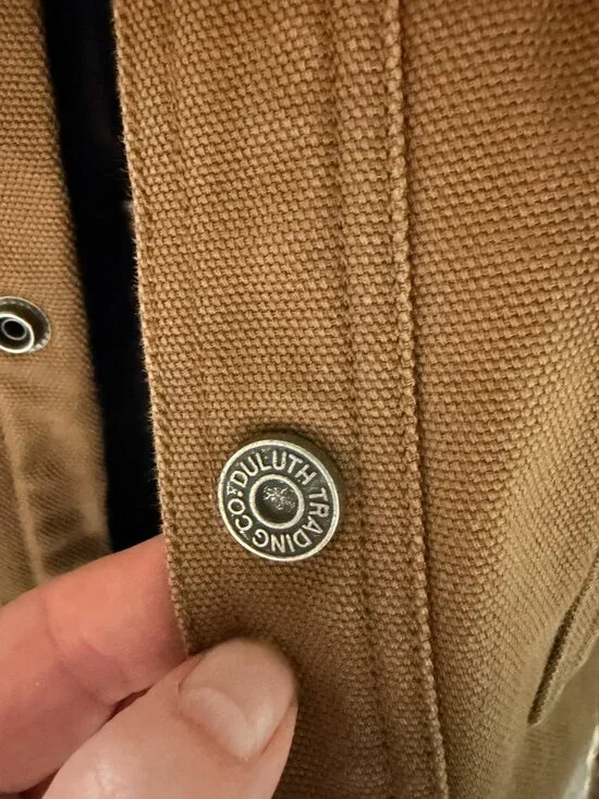 Duluth Trading Co Brown Shirt Jacket Mens Large Heavy Cotton Workwear Utility - Picture 4 of 9